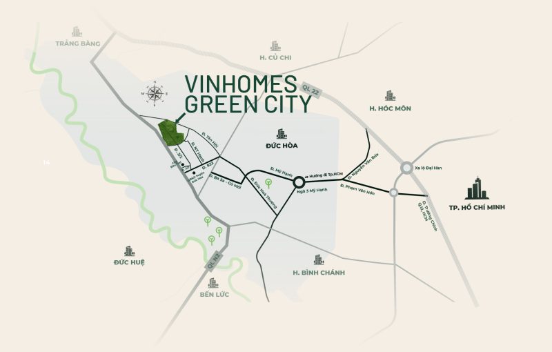 Vinhomes Hậu Nghĩa có vị trí chiến lược khi sát cạnh ngay với Sài Gòn